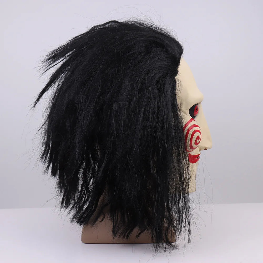 Billy The Puppet Mask – Griezelig Halloween Masker met Rode Wangen & Zwart Haar