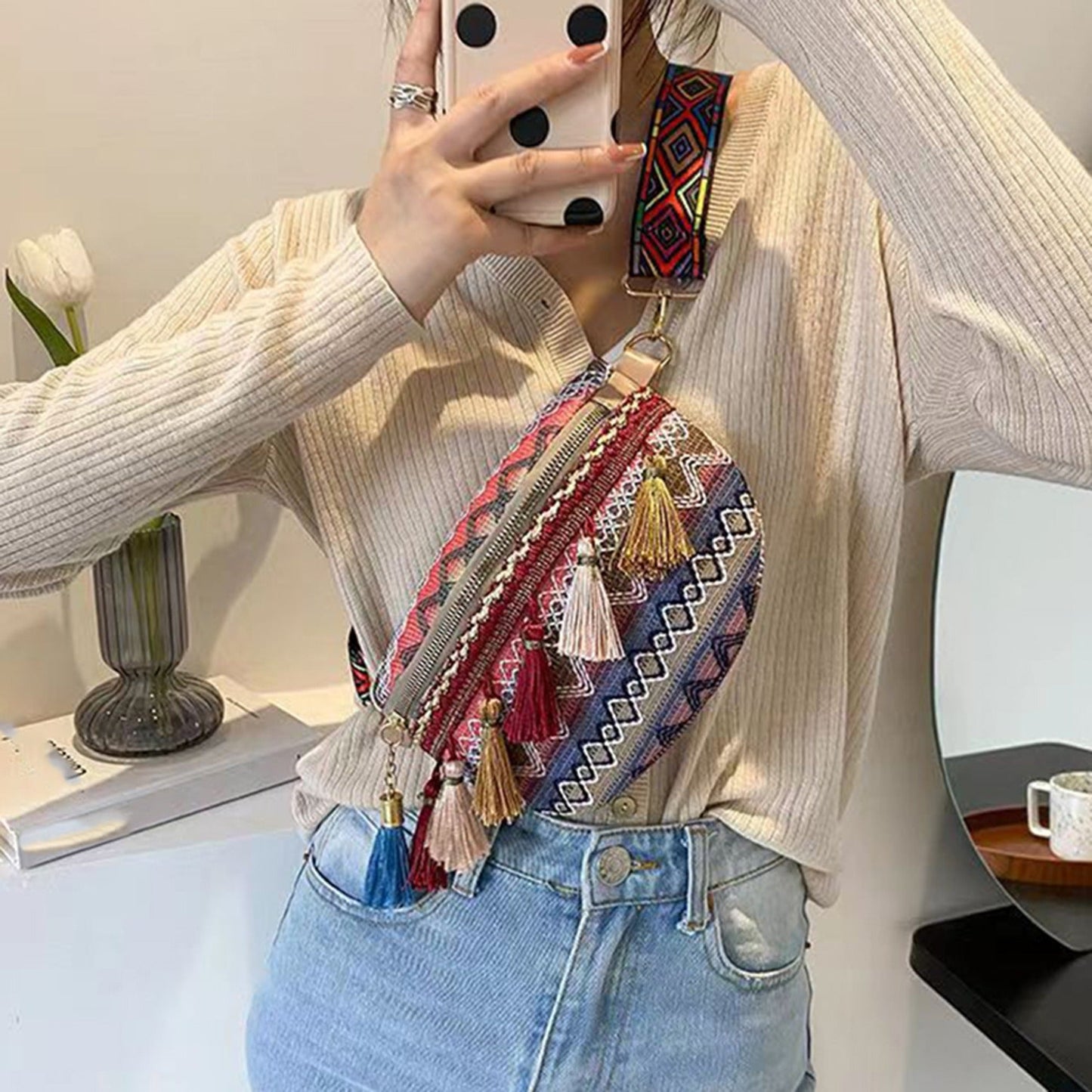 Bohemian Crossbody Tas – Kleurrijk, Uniek & Comfortabel