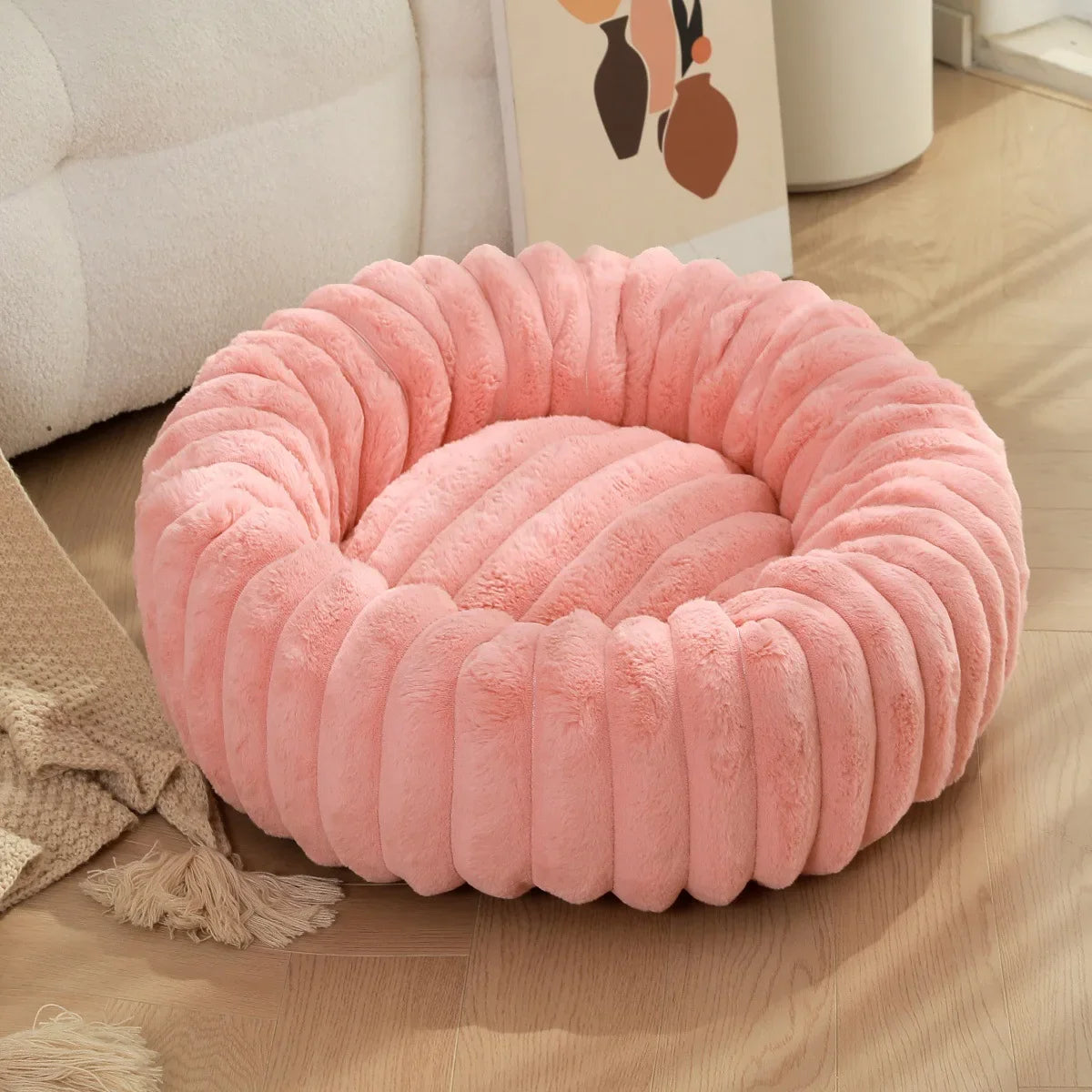 Corduroy Donut Hondenmand & Kattenmand – Zachte Fluffy Huisdiermand