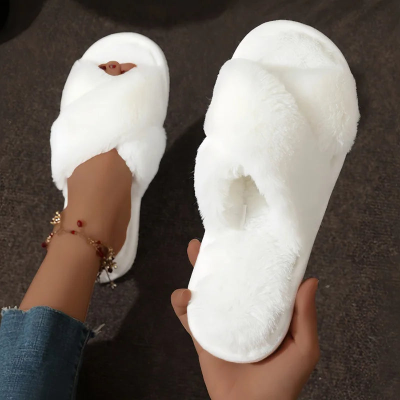 Dames Pantoffels met Open Teen – Comfortabele Huisschoenen met Kruisband Design