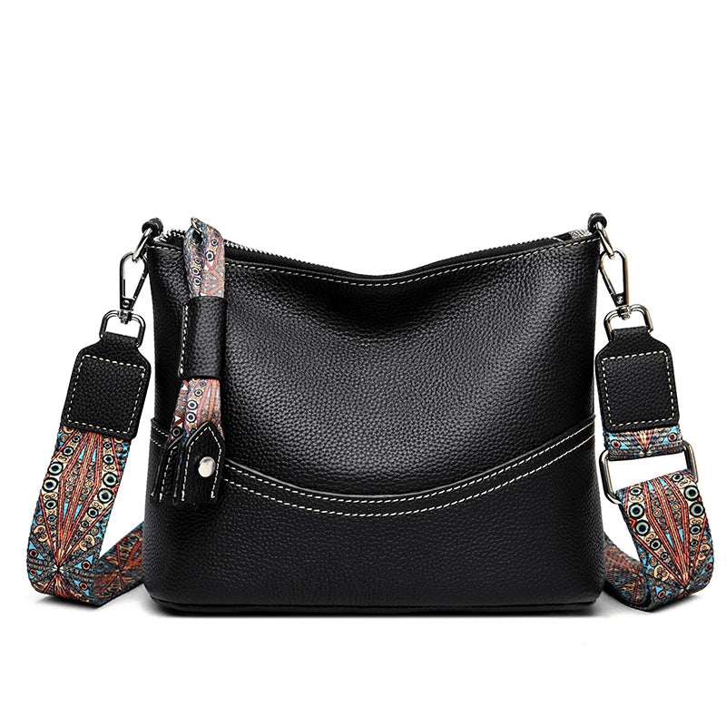 Schoudertas & Crossbody Bag β Zwart | Dames Handtas met Brede Band