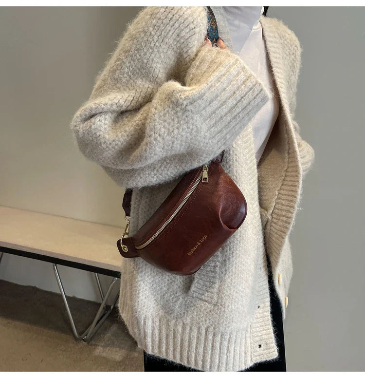 Leren Crossbody Heuptas – Luxe Schoudertas met Brede Band