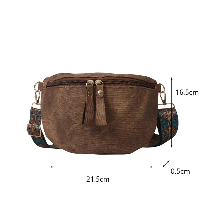 Crossbody Tas met Brede Schouderband – Boho Chic Schoudertas