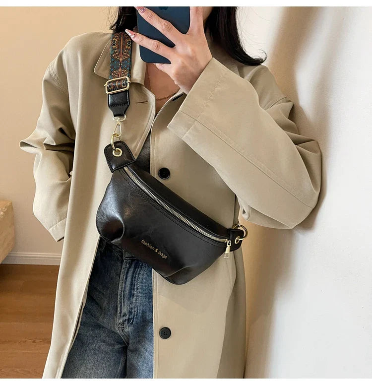 Leren Crossbody Heuptas – Luxe Schoudertas met Brede Band