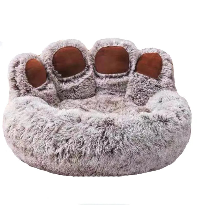 Hondenbed Pootafdruk – Fluffy Rond Ligbed met Anti-Slip Bodem voor Honden en Katten
