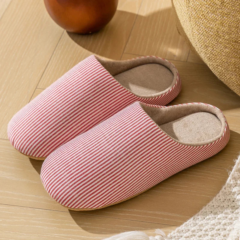 Unisex Gestreepte Pantoffels – Comfortabele Huisschoenen met Antislip Zool