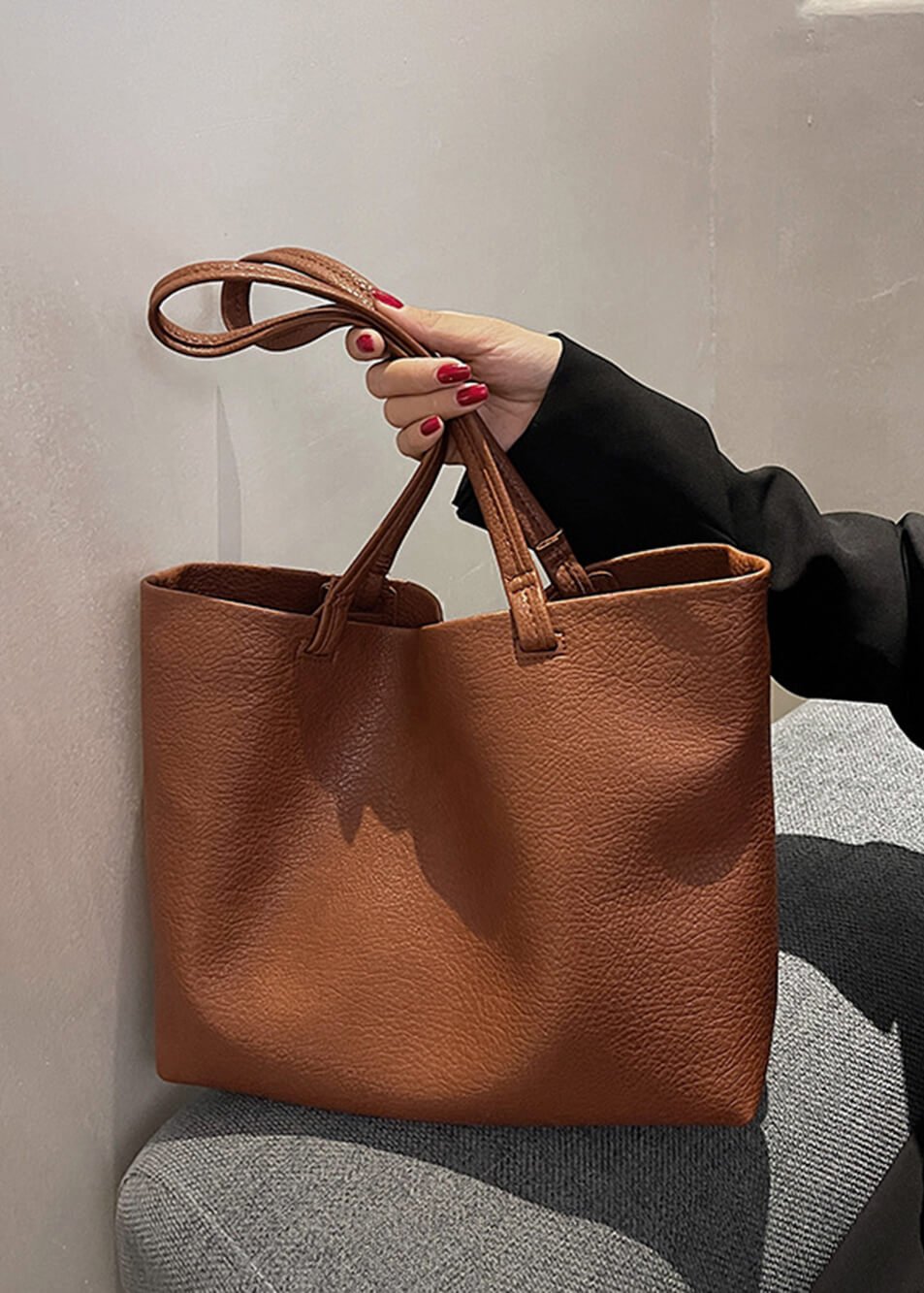 Soft Leather Tote – Ruime Leren Shopper voor Werk & Dagelijks Gebruik