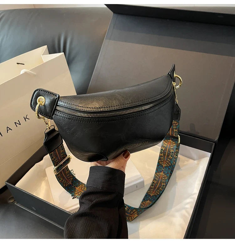 Leren Crossbody Heuptas – Luxe Schoudertas met Brede Band