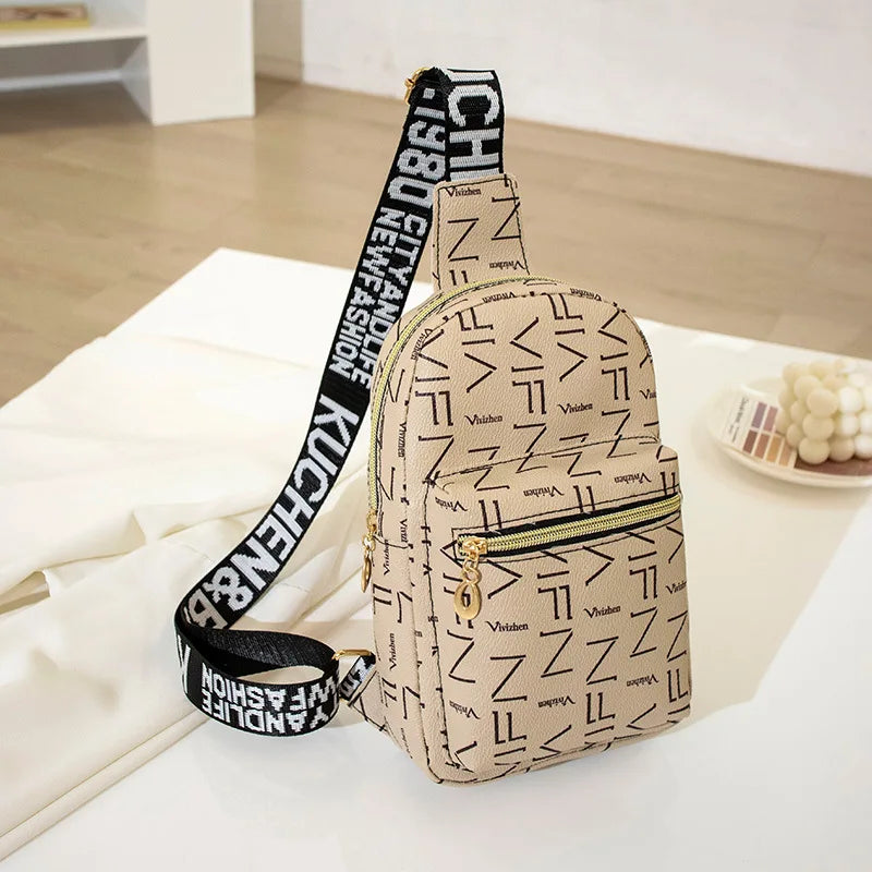 Streetstyle Mini Rugtas & Crossbody โ Trendy Schoudertas met Print & Ritssluiting โ Compact & Praktisch