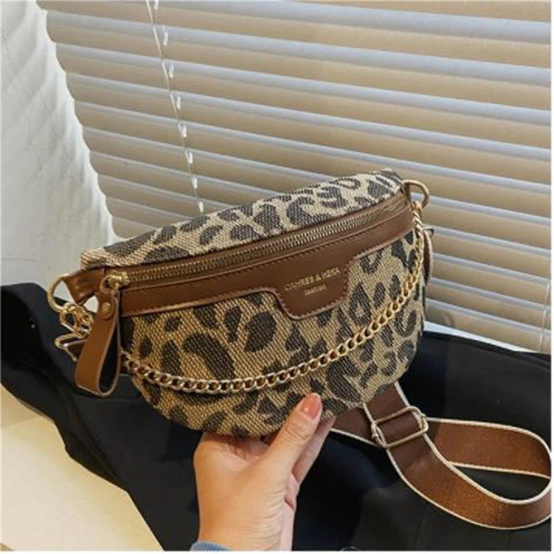Leopard Crossbody & Heuptas met Gouden Ketting – Panterprint – Trendy & Verstelbare Band
