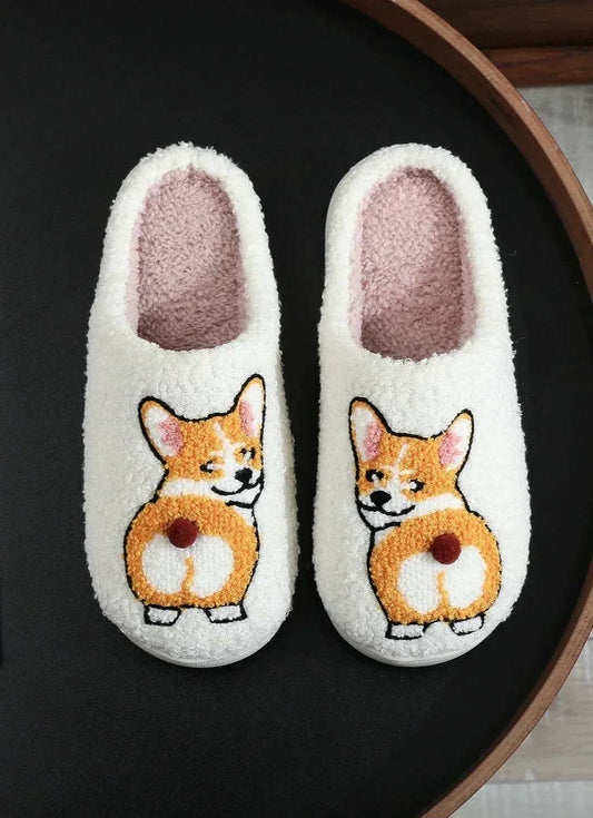 Corgi Pantoffels – Warme en Zachte Dames Slippers met Hond Design