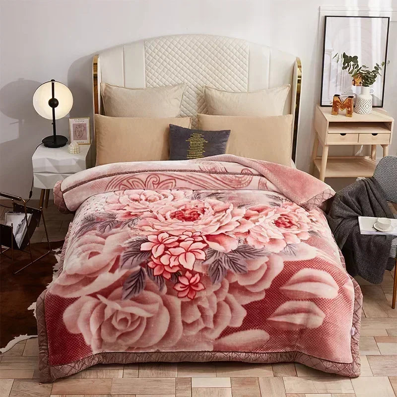 Luxe Fleece Deken met Bloemenprint – Extra Zacht en Warm voor Winter