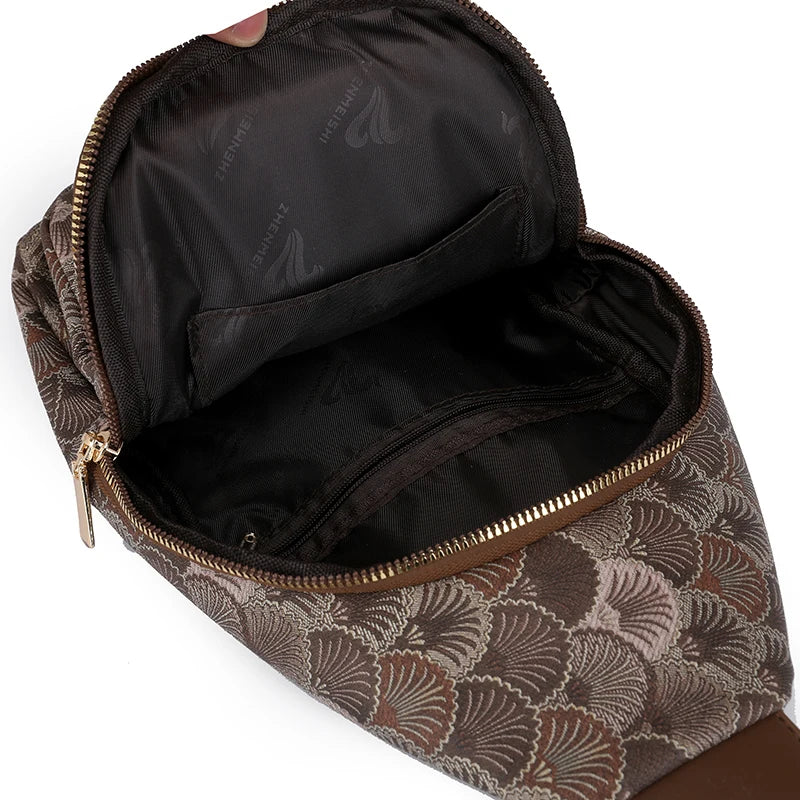 Trendy Schouder Rugtas – Compacte Crossbody Backpack met Patronen