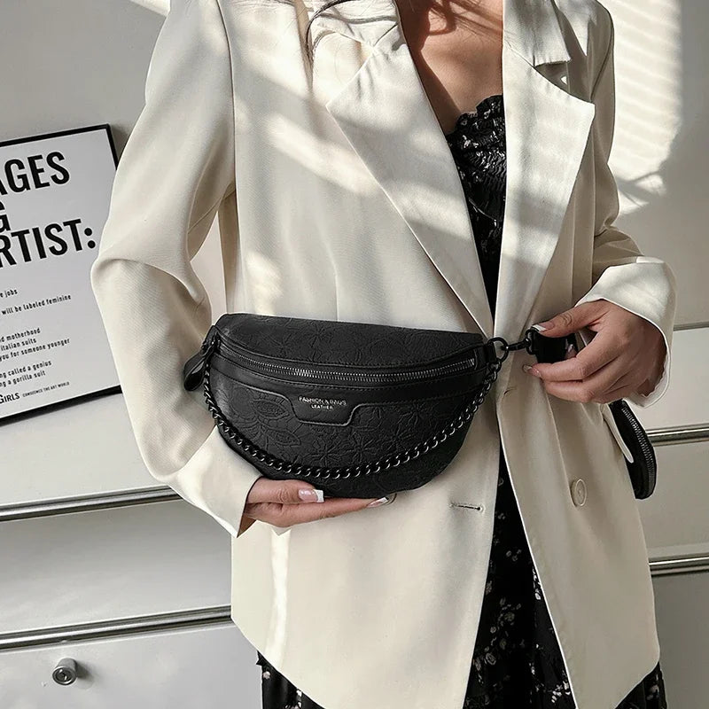 Trendy Crossbody Schoudertas – Fashion Heuptas met Ketting & Extra Pouch
