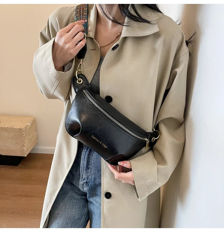 Leren Crossbody Heuptas – Luxe Schoudertas met Brede Band