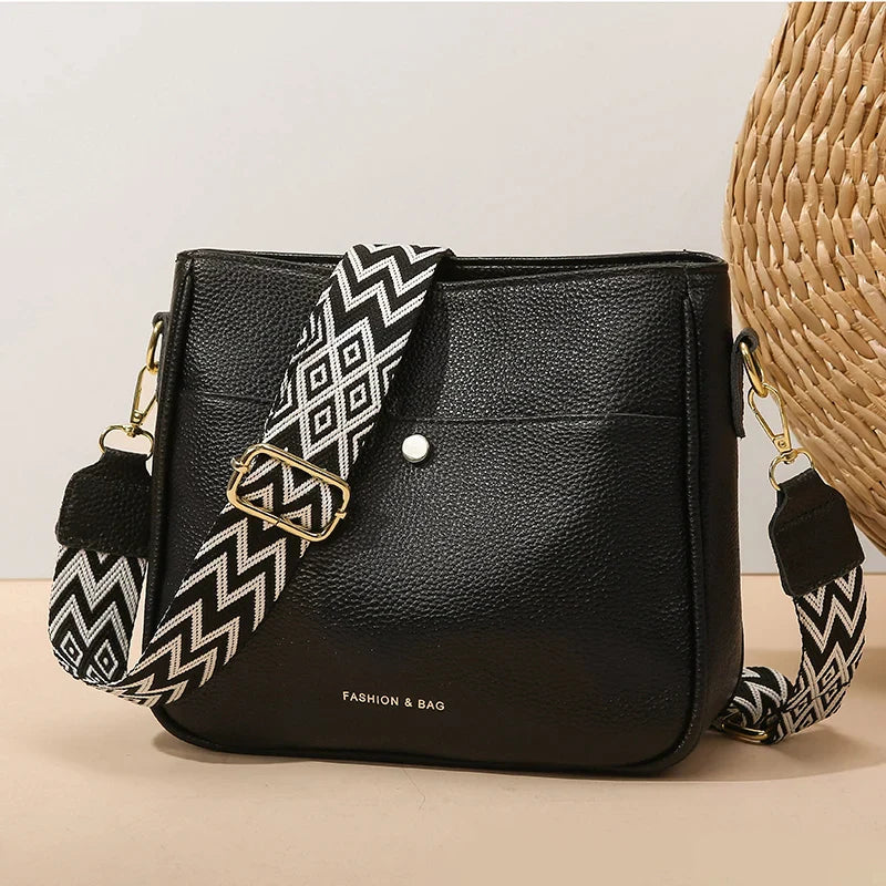 Dames Schoudertas met Brede Strap – Stijlvolle Crossbody Tas met Ruime Vakken