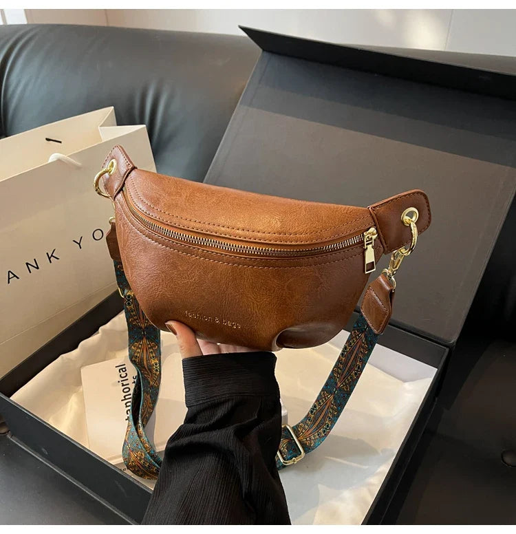 Leren Crossbody Heuptas – Luxe Schoudertas met Brede Band
