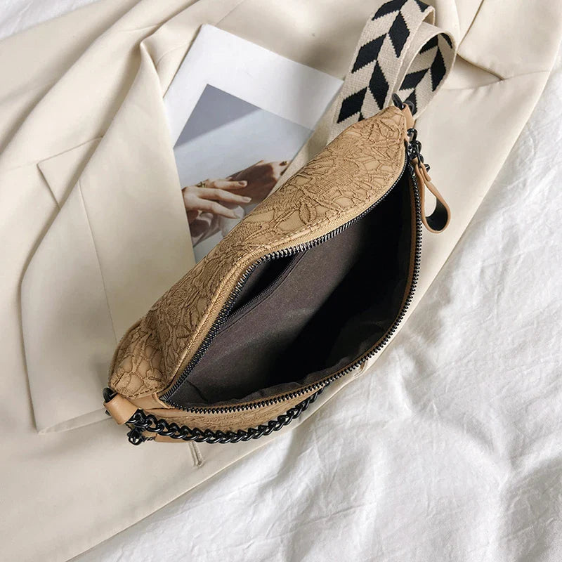 Trendy Crossbody Schoudertas – Fashion Heuptas met Ketting & Extra Pouch