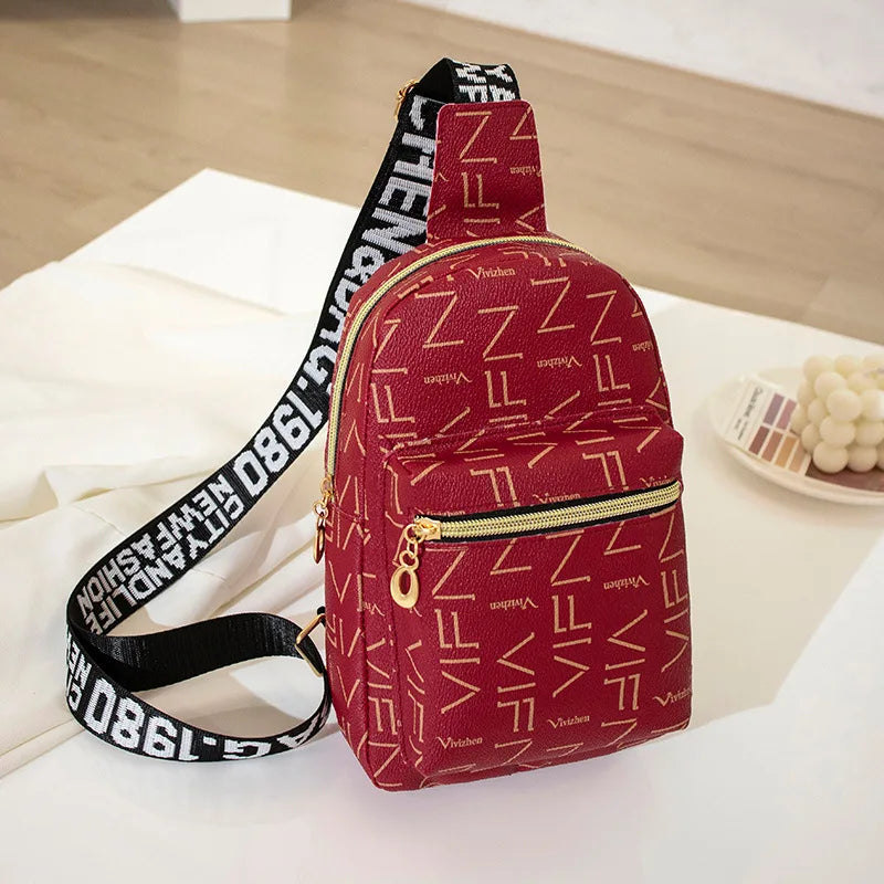 Streetstyle Mini Rugtas & Crossbody โ Trendy Schoudertas met Print & Ritssluiting โ Compact & Praktisch