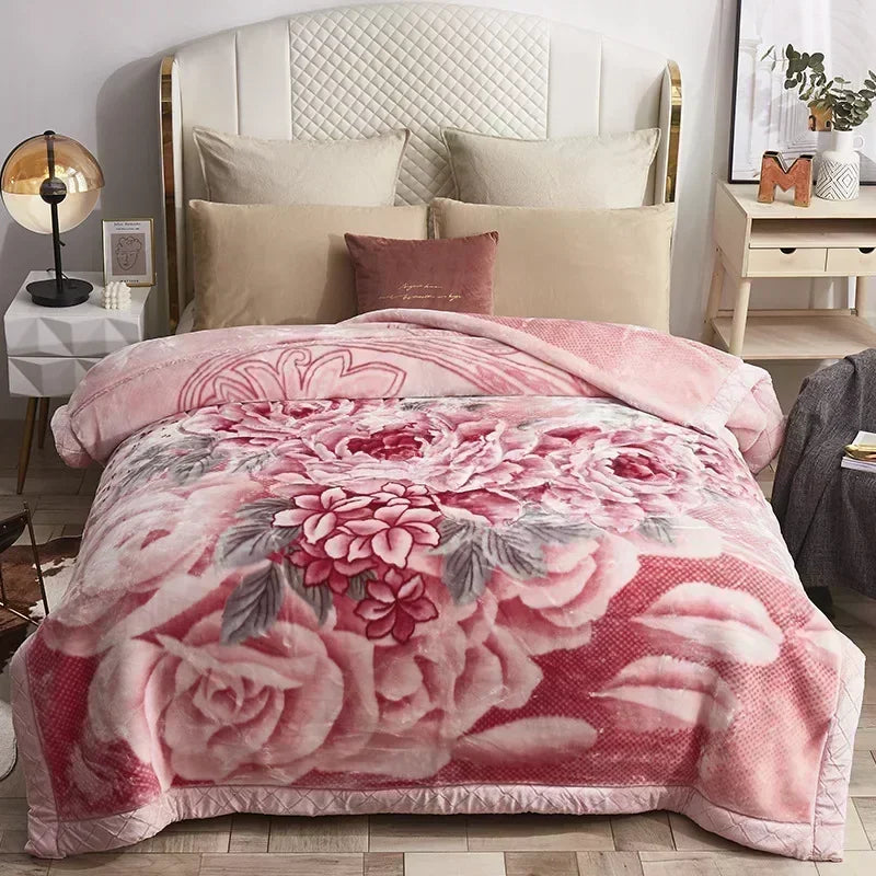 Luxe Fleece Deken met Bloemenprint – Extra Zacht en Warm voor Winter