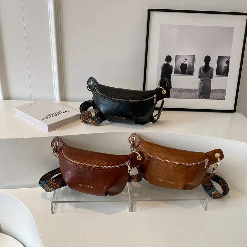 Leren Crossbody Heuptas – Luxe Schoudertas met Brede Band