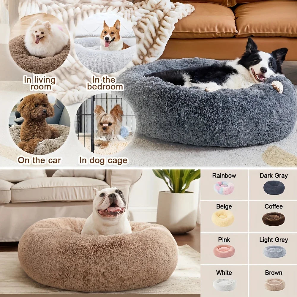 Donut Hondenmand & Kattenmand – Fluffy Anti-Stress Huisdierbed