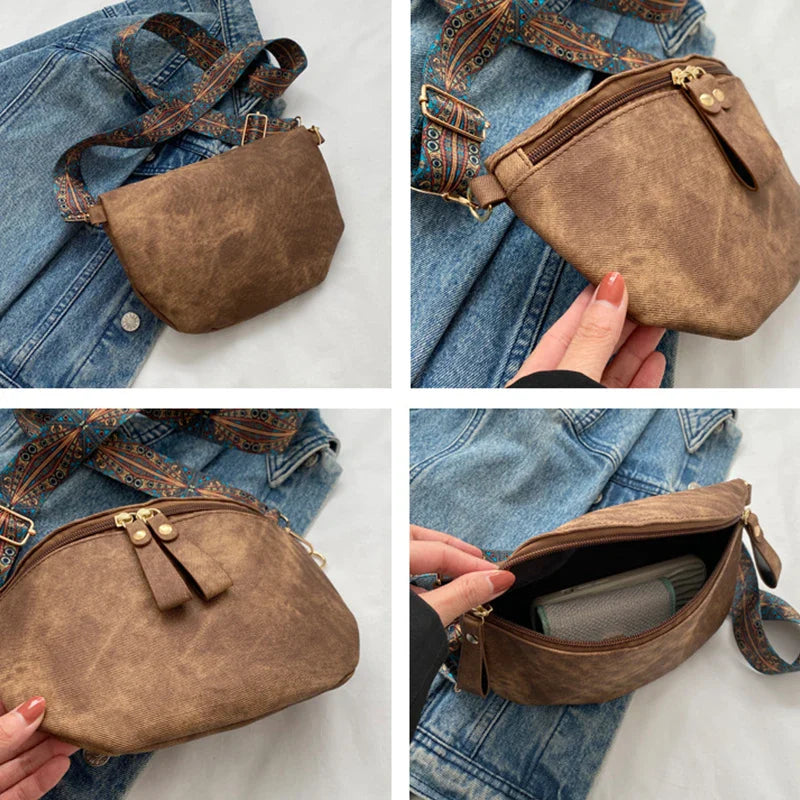 Crossbody Tas met Brede Schouderband – Boho Chic Schoudertas
