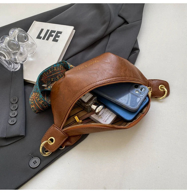 Leren Crossbody Heuptas – Luxe Schoudertas met Brede Band