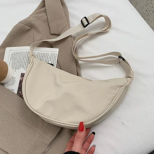 Schoudertas Dames – Halve Maan Model – Katoen Canvas – Verstelbare Band – Meerdere Kleuren