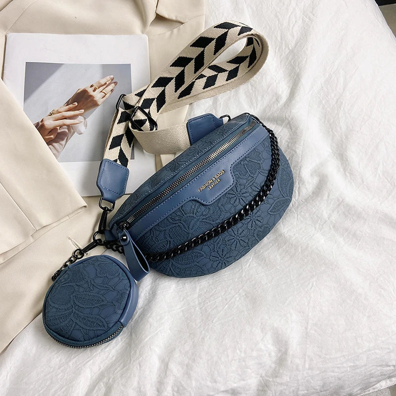 Trendy Crossbody Schoudertas – Fashion Heuptas met Ketting & Extra Pouch