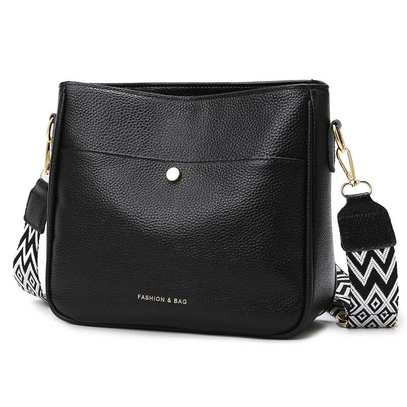 Dames Schoudertas met Brede Strap – Stijlvolle Crossbody Tas met Ruime Vakken