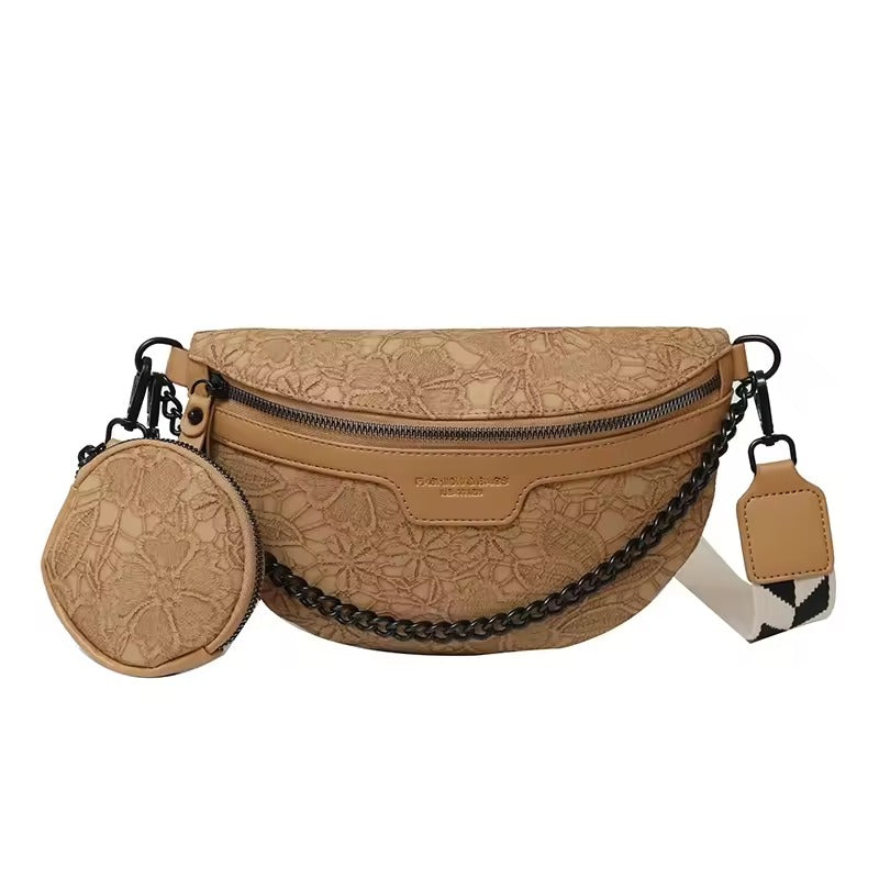 Trendy Crossbody Schoudertas – Fashion Heuptas met Ketting & Extra Pouch