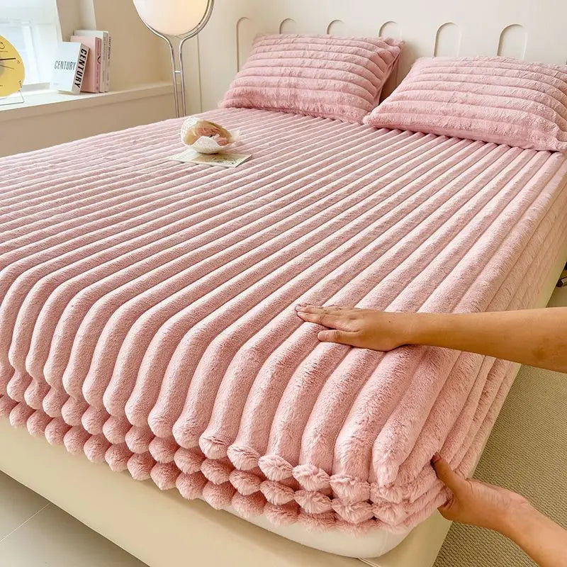 Fluwelen Fleece Bedsprei – Zachte Warme Deken met Ribbelstructuur voor Slaapkamer