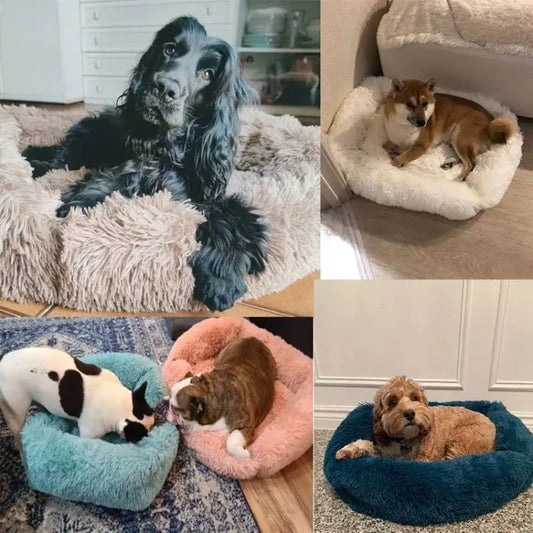 Donut Hondenmand & Kattenmand – Zachte Fluffy Huisdiermand in Meerdere Kleuren