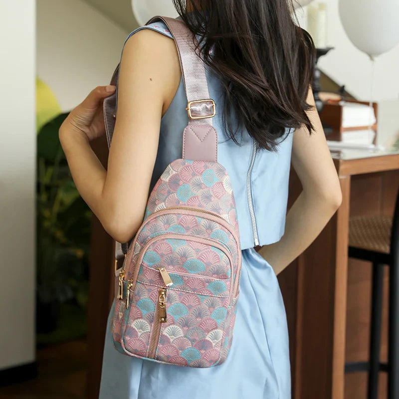 Trendy Schouder Rugtas – Compacte Crossbody Backpack met Patronen