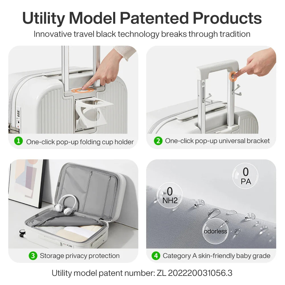 Handbagage Koffer met USB-poort & Tablet Houder – 20/24 Inch – Waterdicht & TSA-slot – Lichtgewicht