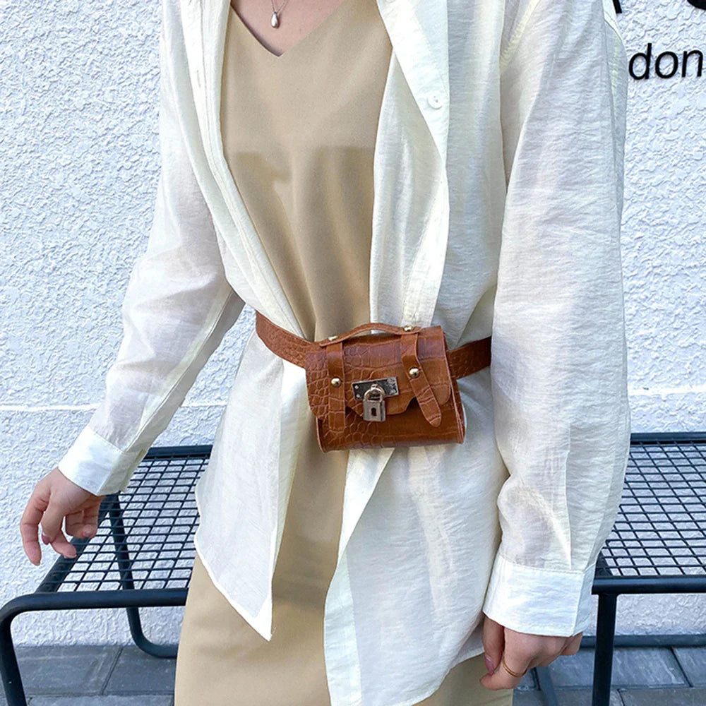 Dames Riemtas – Trendy Belt Bag met Goudkleurig Slot Detail
