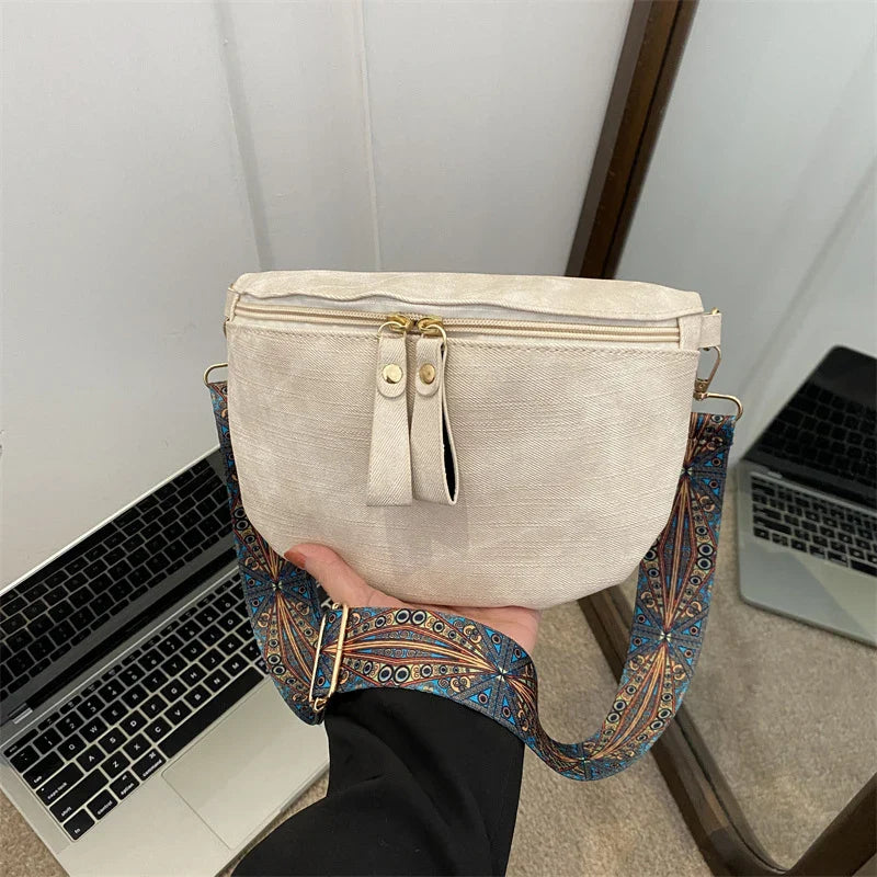 Crossbody Tas met Brede Schouderband – Boho Chic Schoudertas