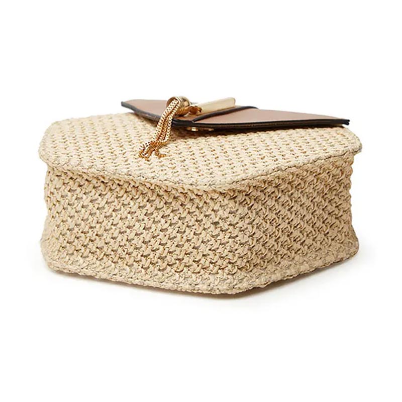 Dames Schoudertas van Riet met Leren Accent – Zomers, Licht & Elegant