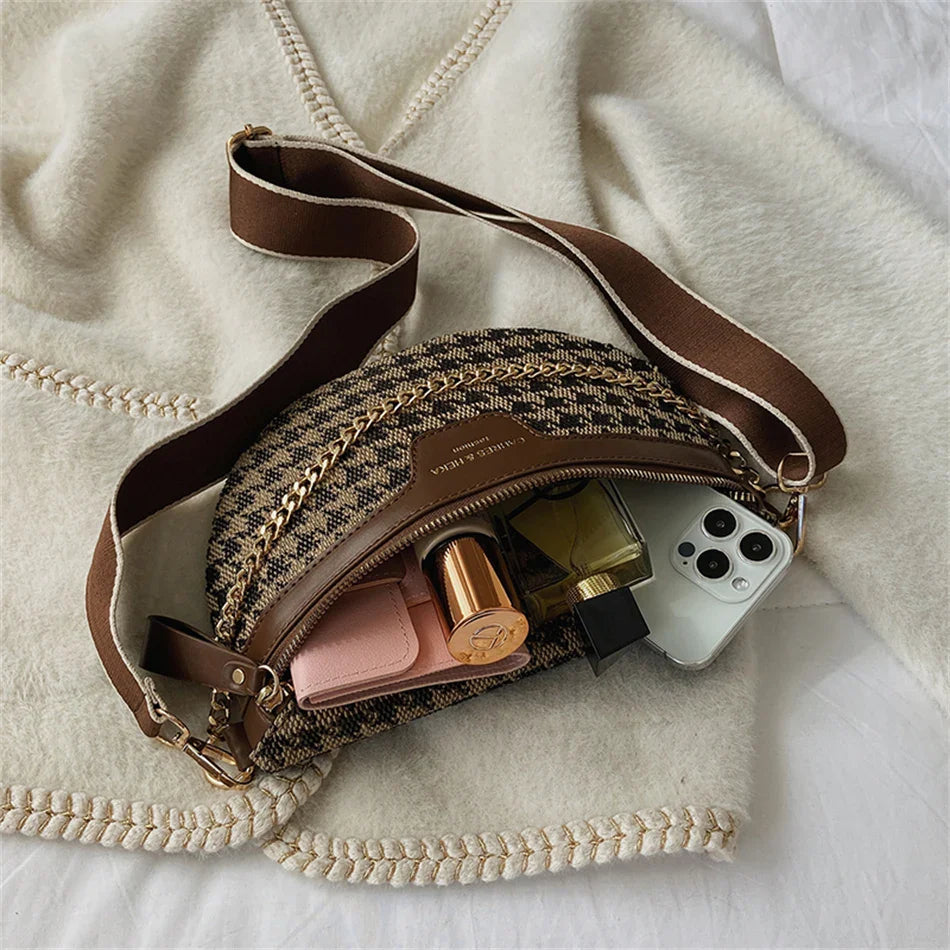 Pied-de-Poule Heuptas & Crossbody – Trendy Fanny Pack met Ruitpatroon – Chic & Praktisch