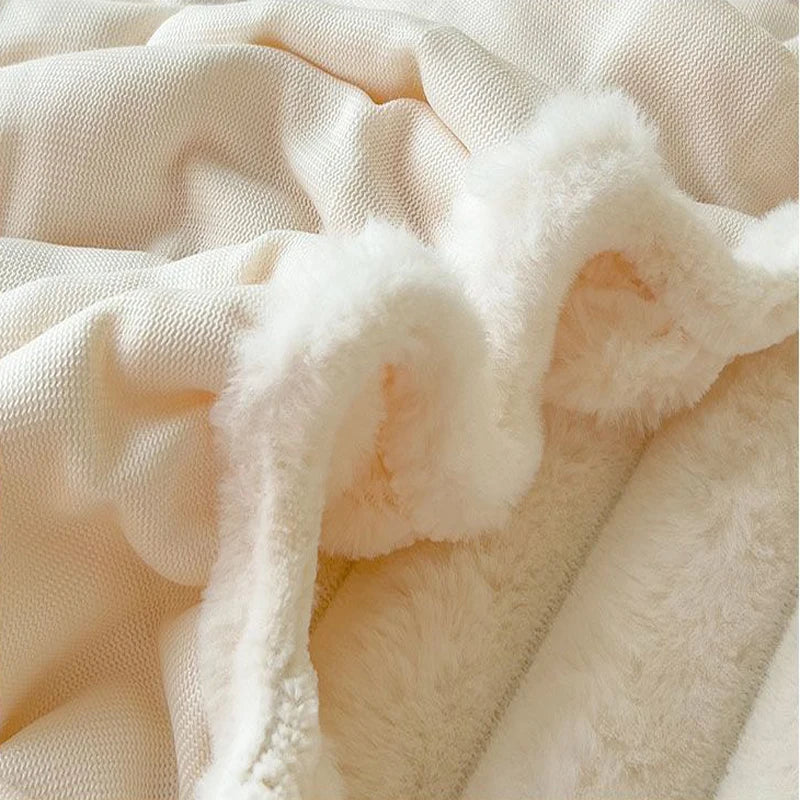 Fluwelen Fleece Bedsprei – Zachte Warme Deken met Ribbelstructuur voor Slaapkamer