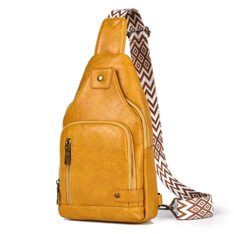 Vintage Crossbody Sling Bag – Schoudertas met Brede Strap & Meerdere Vakken