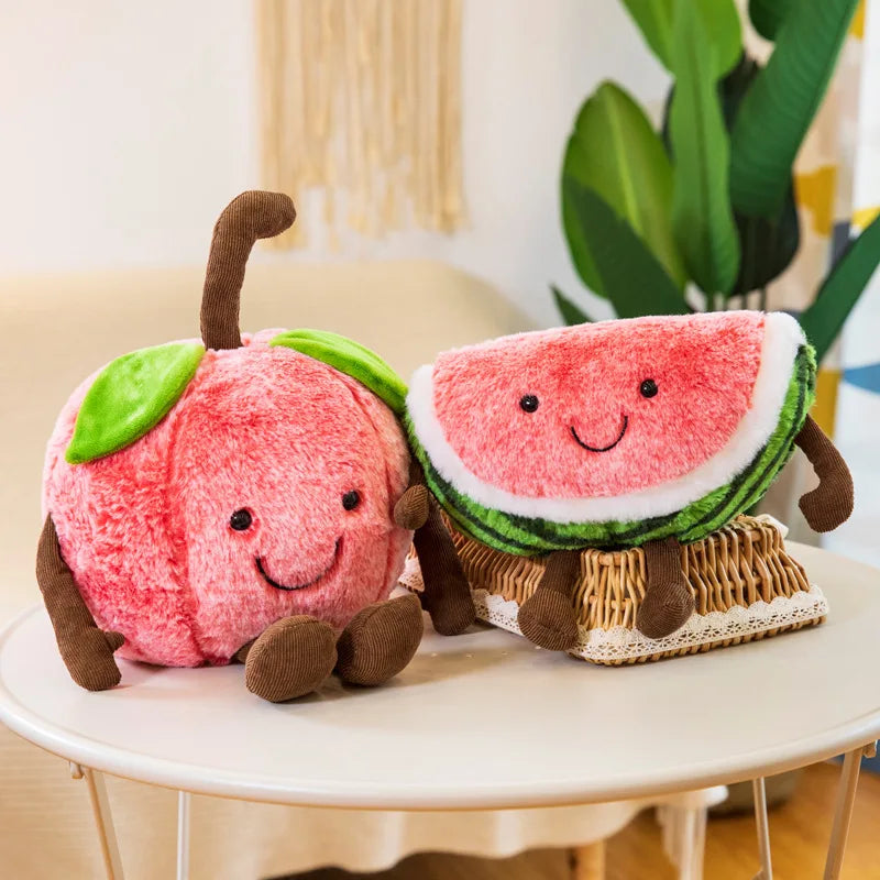 Pluche Watermeloen Knuffel – Zachte Fruitknuffel met Vrolijk Gezichtje