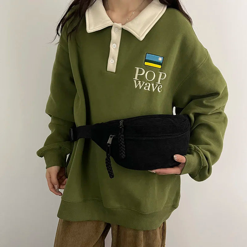 Zwarte Corduroy Crossbody Tas – Minimalistisch, Duurzaam & Comfortabel