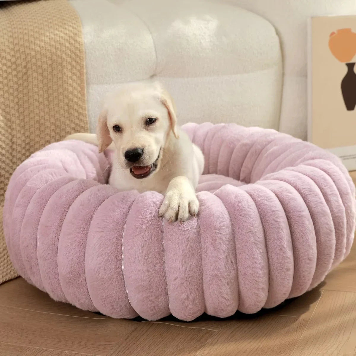 Corduroy Donut Hondenmand & Kattenmand – Zachte Fluffy Huisdiermand