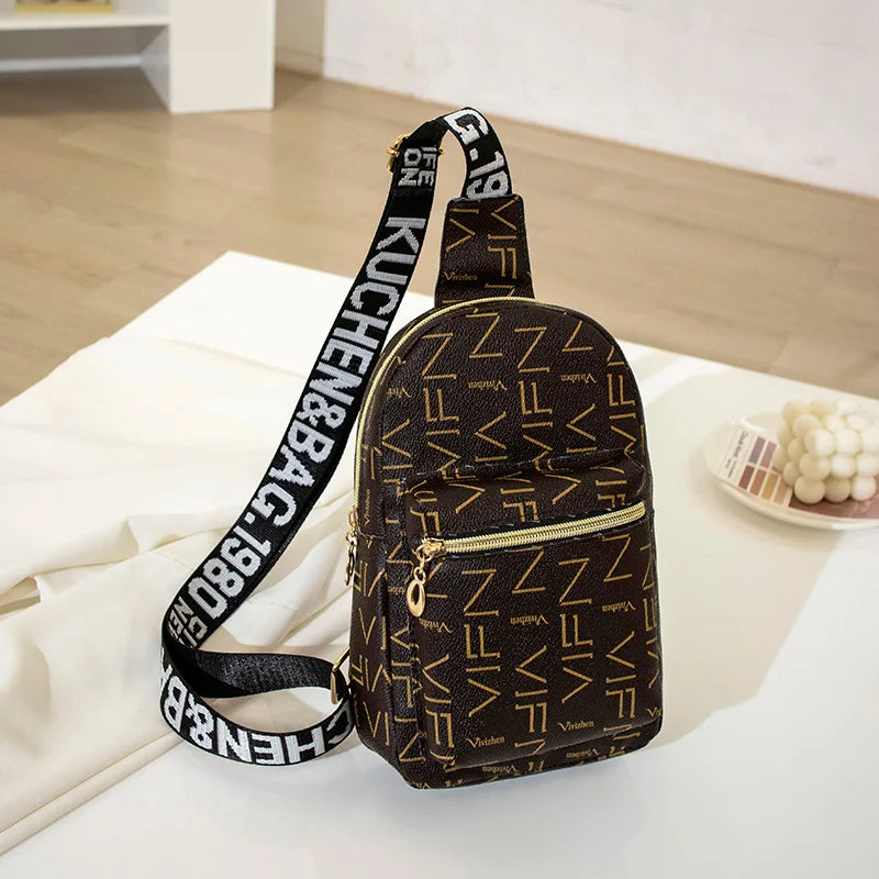 Streetstyle Mini Rugtas & Crossbody โ Trendy Schoudertas met Print & Ritssluiting โ Compact & Praktisch