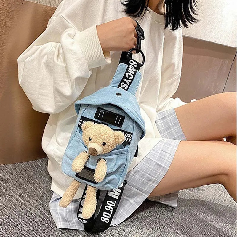 Schattige Crossbody Rugtas met Teddy – Kinder Rugtas & Dames Fashion Accessoire