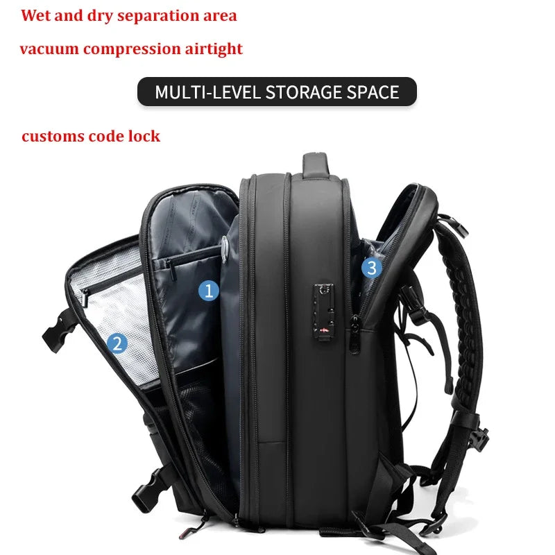 Waterdichte Anti-Diefstal Laptop Reis Rugzak – 40L Reistas met USB Poort & TSA Slot