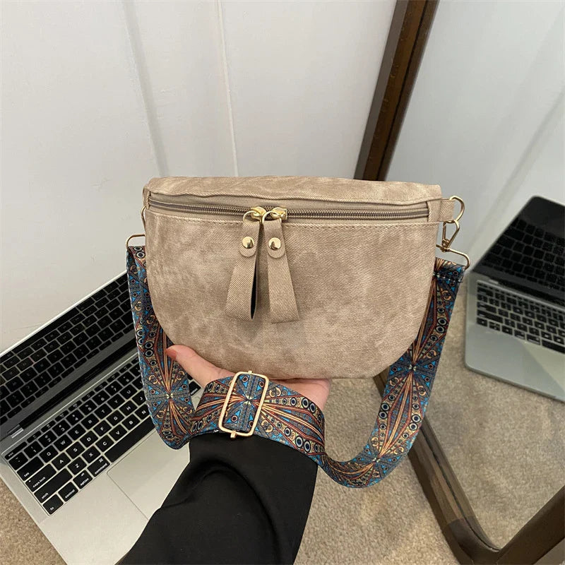 Crossbody Tas met Brede Schouderband – Boho Chic Schoudertas