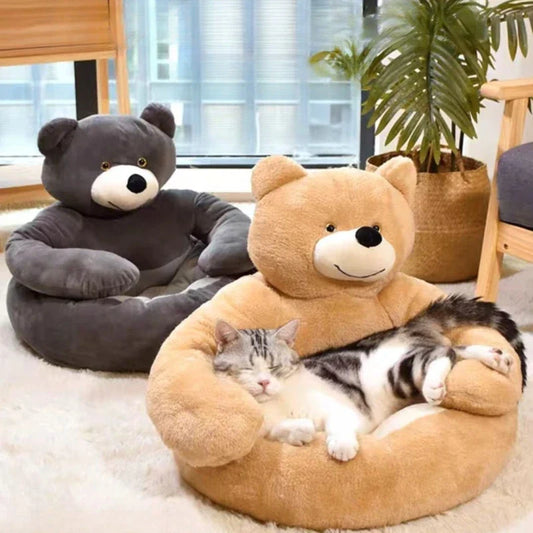 Teddybeer Hondenmand & Kattenmand – Schattige Fluffy Huisdiermand
